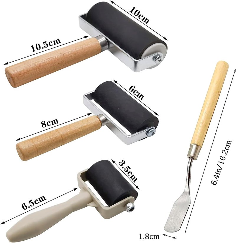 HRJZF 8 Pack Rubber Roller - Brayer Rollers with 3 Size for Crafting Brayer Rollers for Printmaking Brayer Tool Paint Brush Ink Applicator Art Craft Oil Painting Tool 2.4 in,4 in,5.91 in (8 Pack) - Image 2